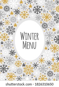 Cute Scandinavian Winter background with hand drawn snowflakes for your decoration