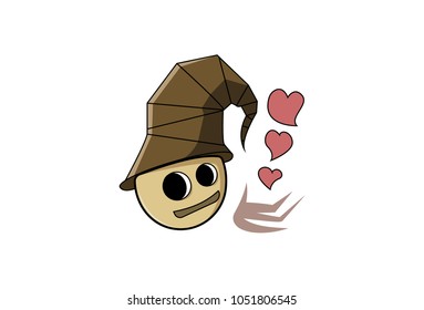 Cute Scarecrow Character. Vector Illustration. Isolated on white background.