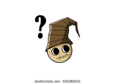 Cute Scarecrow Character. Vector Illustration. Isolated on white background.