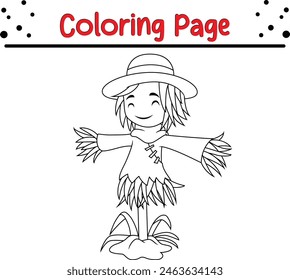 cute scarecrow coloring page for kids.