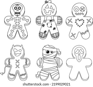 Cute scarecrow halloween. Halloween dessert. Trick or treat. Vector homemade baked food with sugar, bakery Halloween dessert. Trick or treat confectionery, pastry ginger cookies svg