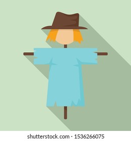 Cute scarecrow icon. Flat illustration of cute scarecrow vector icon for web design