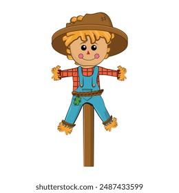 cute scarecrow in vector, illustration with white background.