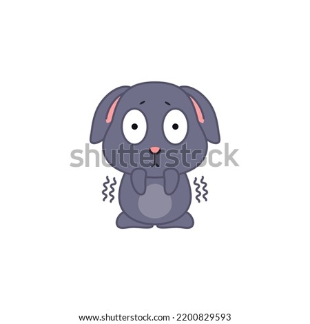 Cute scared bunny. Flat cartoon illustration of a funny little feared rabbit isolated on a white background. Vector 10 EPS.