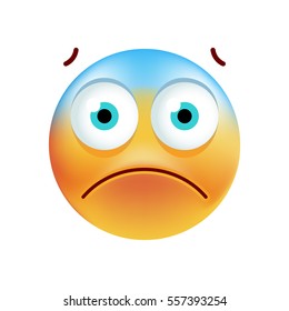Cute Scared Emoticon on White Background. Isolated Vector Illustration 