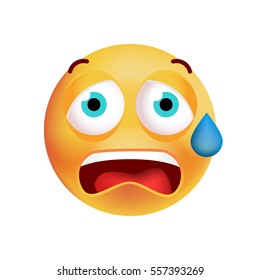 Cute Scared Emoticon on White Background. Isolated Vector Illustration 