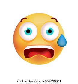 Cute Scared Emoticon on White Background. Isolated Vector Illustration 