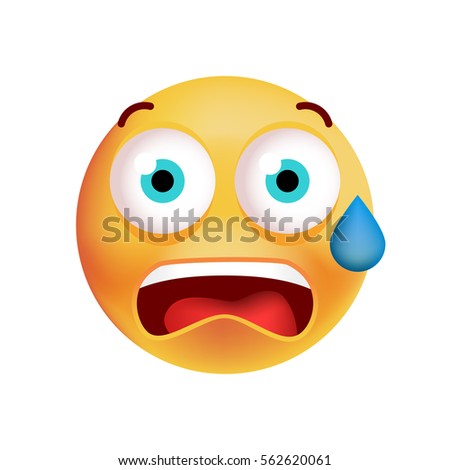 Cute Scared Emoticon on White Background. Isolated Vector Illustration 