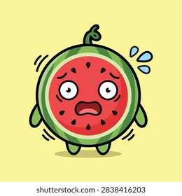 Cute Scared Watermelon Panicked Fruit Character