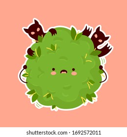 Cute scared weed marijuana bud. Vector cartoon character illustration sticker design