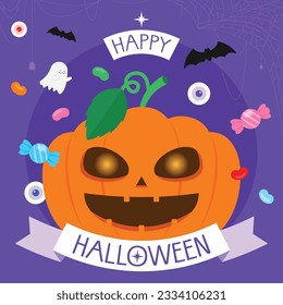 Cute and scary Halloween illustration