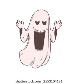 Lindo Terrible Fantasma Horrible Horror Personaje de Dibujos Animados Con Tela Blanca