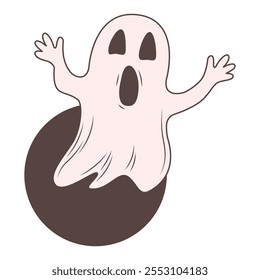 Lindo Terrible Fantasma Horrible Horror Personaje de Dibujos Animados Con Tela Blanca