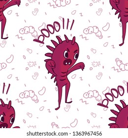 Cute and scary microbe character pattern 