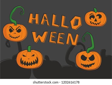 Cute and scary pumpkins for halloween