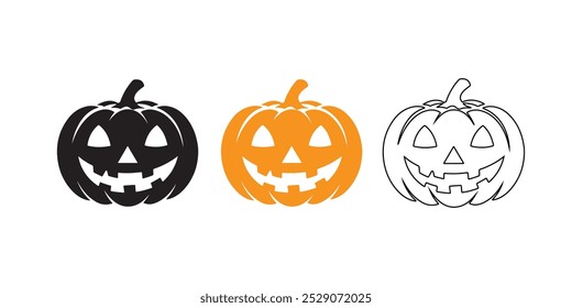 Calabazas lindas y aterradoras para halloween, calabaza de Paquete, Elementos gráficos de Halloween