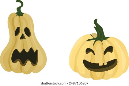 Cute and scary pumpkins for halloween, Halloween graphic elements, Pumpkin pack set