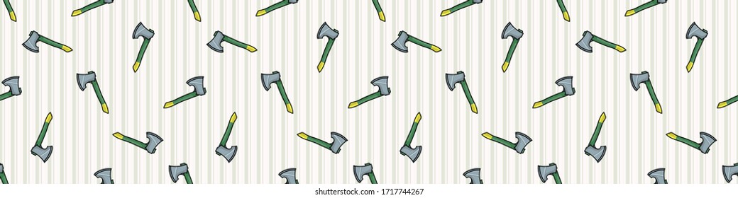 Borde vectorial transparente de hacha dispersada. Trabajos de jardín dibujados a mano para la ilustración de casa. Equipamiento de yard por todo el mundo. Fondo del gato. 