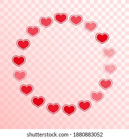 Cortos corazones dispersos confetti ilustración vectorial. Elegante decoración de fiesta de vacaciones. Los corazones rojos rubios adoran los símbolos de placer aislados en el fondo blanco. Decoración agradable del día de San Valentín.