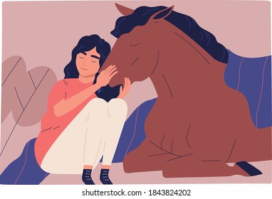 Cartoon Horse With Girls Porn Videos - 91 Woman Hugging Horse Stock Vectors, Images & Vector Art | Shutterstock