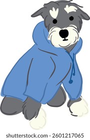 Cute Schnauzer Dog in Hoodie - Adorable Cartoon Pet Illustration