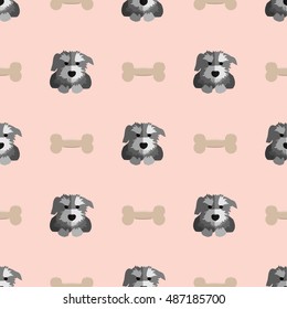 Cute schnauzer seamless pattern. Nice hand-drawn illustration