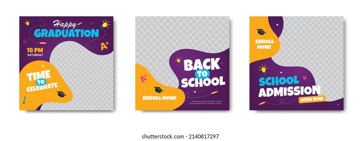 cute school admission social media post template