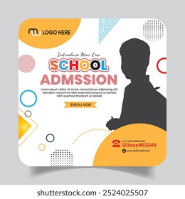Cute School Admission Social Media Post  Design Template