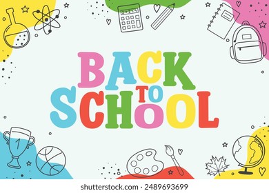 Cute school background with hand drawn icons. Vector illustration