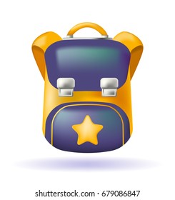 Cute School Backpack Icon on White Background . Isolated Vector Illustration 