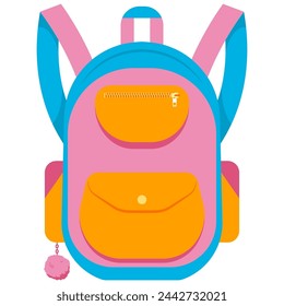 Cute school backpack vector cartoon illustration isolated on a white background.