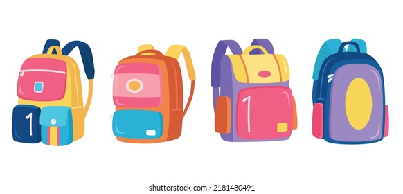 Cute school bag vector set