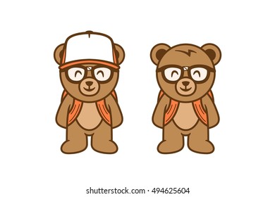 Cute School Bear Illustration Graphic  