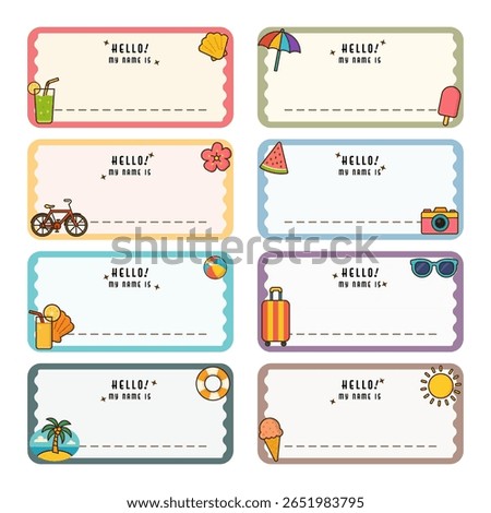 Cute School Book Label with Summer Themed Elements.
