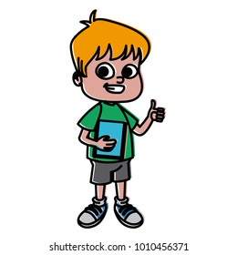 Cute school boy cartoon