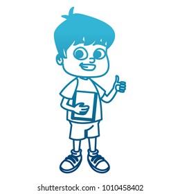 Cute school boy cartoon