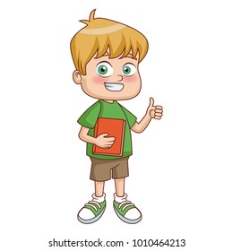 Cute school boy cartoon