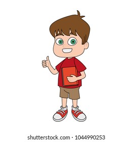 Cute school boy cartoon
