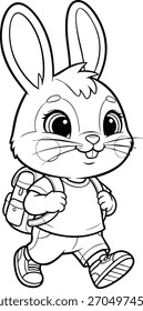 Cute School Bunny with Backpack – Adorable Cartoon Rabbit Illustration