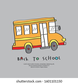 cute school bus cartoon vector, back to school design