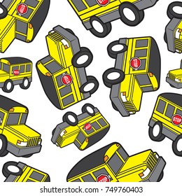 cute school bus seamless pattern vector cartoon