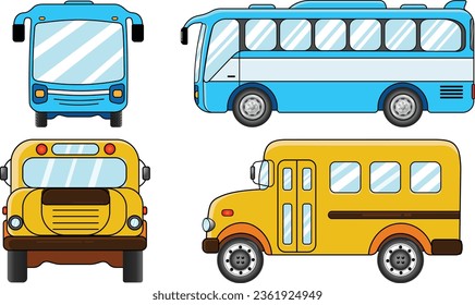 A Cute School Bus vector illustration. A City bus designed with outlines and full colors.