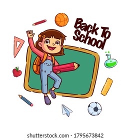 Cute School Children. School activities. Back to School isolated objects on white background. Great illustration for a school books and more. 