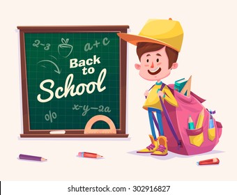 Cute School Children. School activities. Back to School isolated objects on white background. Great illustration for a school books and more. VECTOR.