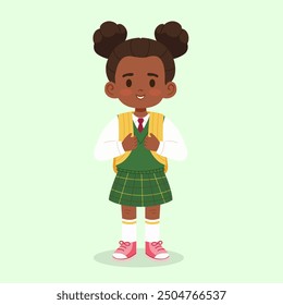 Linda colegiala con mochila. Ilustración vectorial