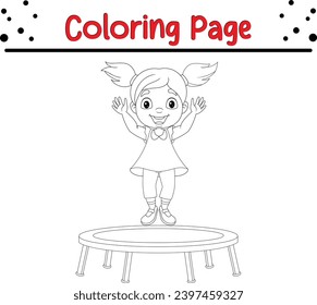Cute school girl coloring book page