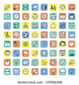 Cute school icons set. Vector. Hand drawn. 