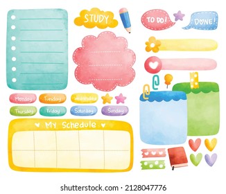 Cute School Journal And Planner Design Vector Illustration