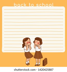 Cute school kids illustration elements for notebook, diary, stickers and planner : Vector Illustration