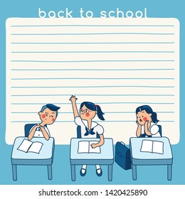 Cute school kids illustration elements for notebook, diary, stickers and planner : Vector Illustration